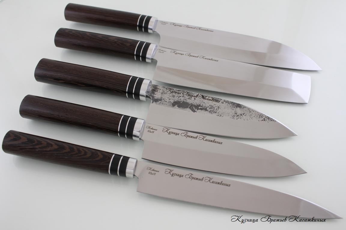 Набор кухонных ножей "Samurai" кованая сталь 95х18. Рукоять дерево Венге.